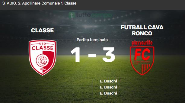 Classe vs Futball Cava Ronco 1 a 3 - Coppa Italia Minetti 2021-2022
